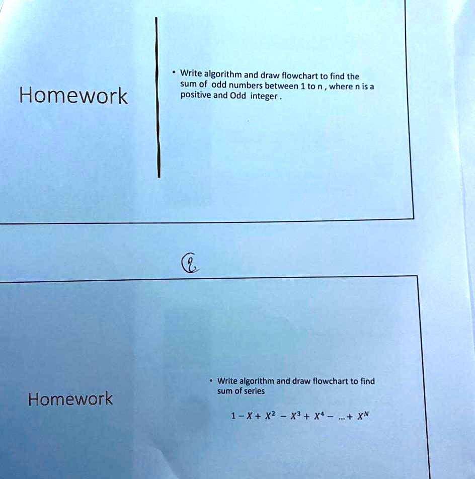 SOLVED Write An Algorithm And Draw A Flowchart To Find The Sum Of Odd Numbers Between 1 And N