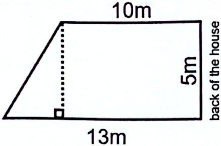 10m
5m
back of the house
13m