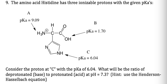 SOLVED: The Amino Acid Histidine Has Three Ionizable Protons With The ...