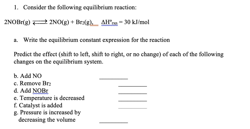 SOLVEDConsider the following equilibrium reaction 2NOBr(g) 2NO(g