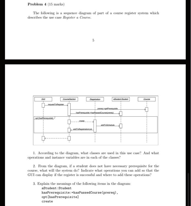 SOLVED Problem 4 (15 marks) The following is a sequence diagram of