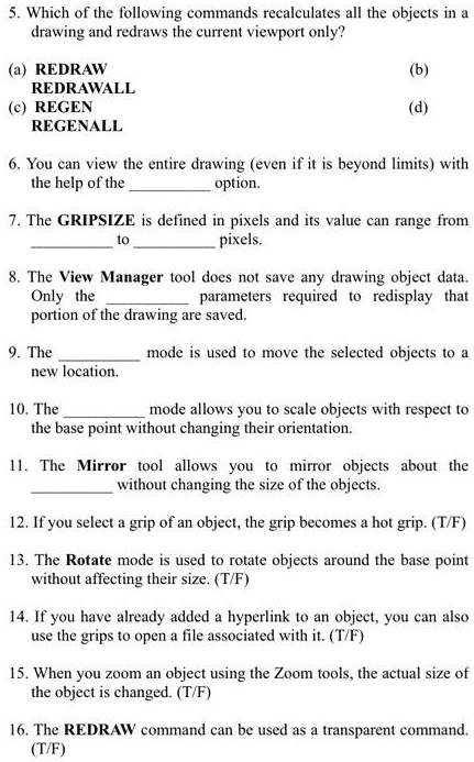 VIDEO Solution: AutoCAD Multiple Choice Question. Answer Only: 5, 6, 12 ...