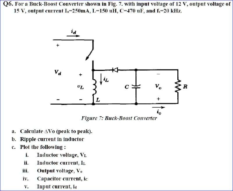 SOLVED Q6. For the BuckBoost Converter shown in Fig 7, with an input