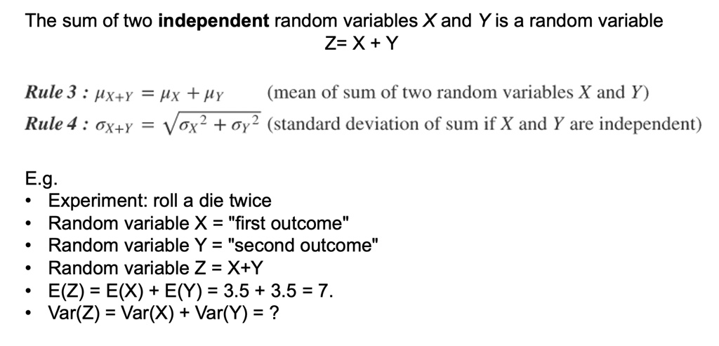 SOLVED: The sum of two independent random variables X and Y is a random ...
