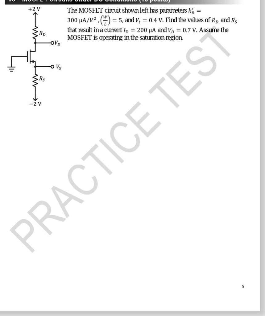SOLVED Texts +2V T 300A/v^2=5, and V=0.4V. Find the values of Rp and