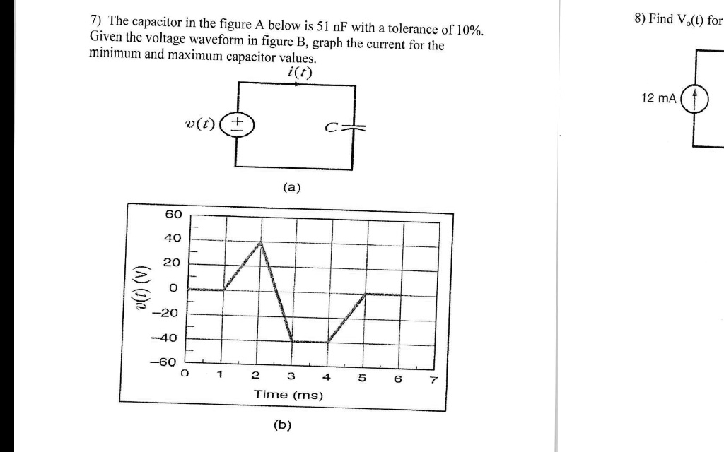 SOLVED: 7i The capacitor in the figure A below is Sl nF with a ...