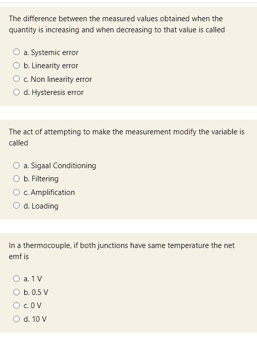 SOLVED The difference between the measured values obtained when the