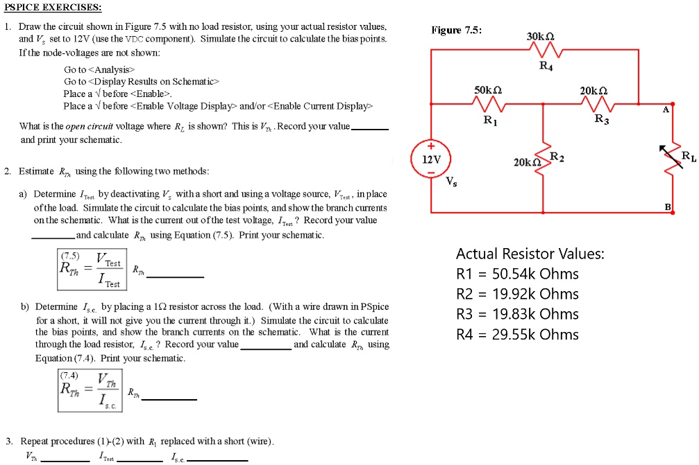 SOLVED PSPICE EXERCISES 1. Draw the circuit shown in Figure 7.5 with