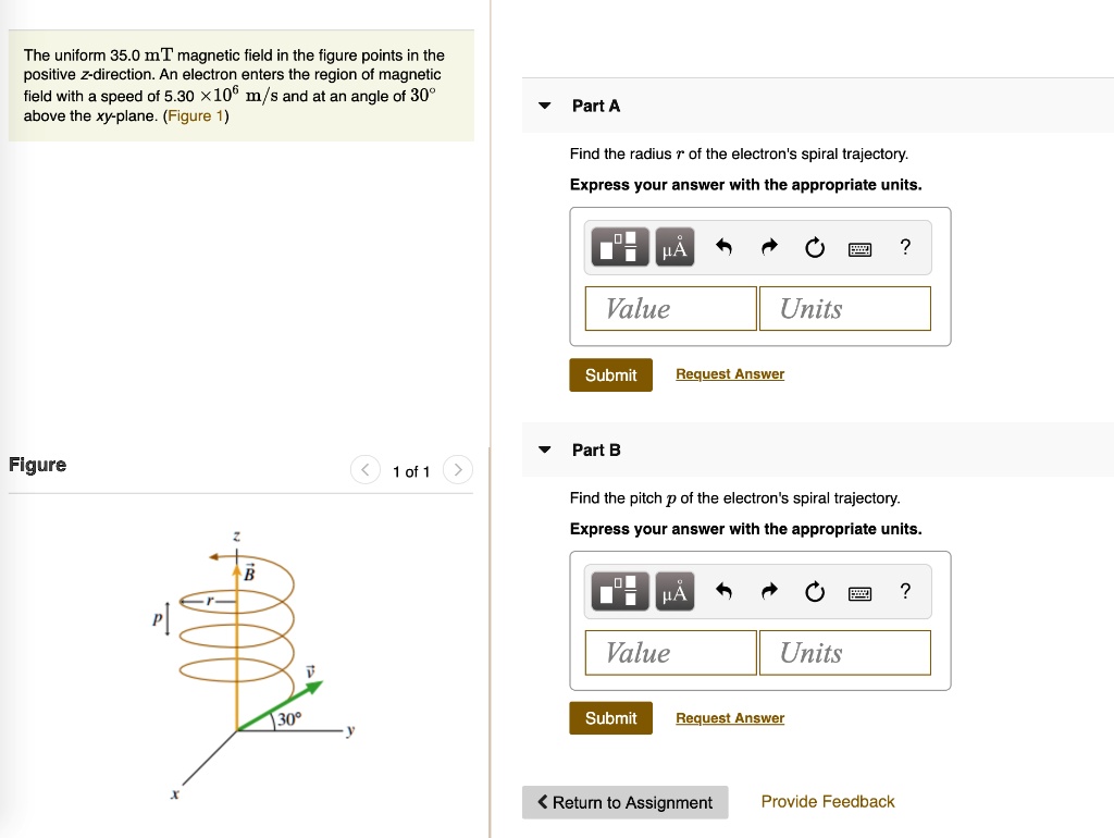 SOLVED The uniform 35.0 mT field in the figure points in the