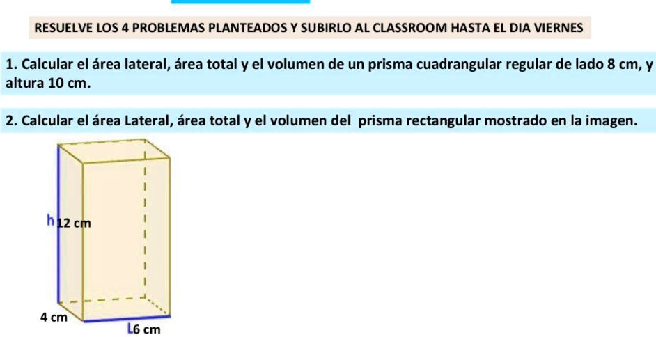 perímetro de un prisma rectangular