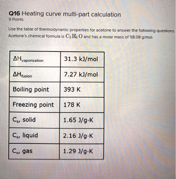 SOLVED 016 Heating curve multipart calculation 9 Points Use the table
