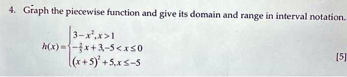 SOLVED: 4. Graph the piecewise function and give its domain and range ...