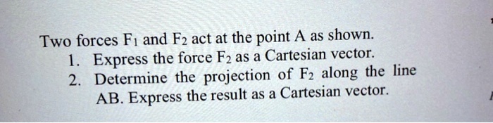 Two forces F1 and F2 act at the point A as shown. 1. Express...