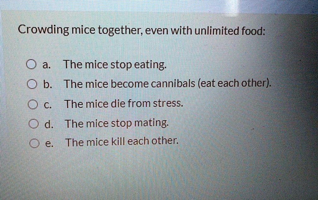 SOLVED Crowding mice together;even with unlimited food Dia The mice