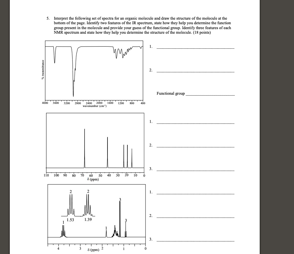 SOLVED: Interpret the following set of spectra for an organic molccule ...