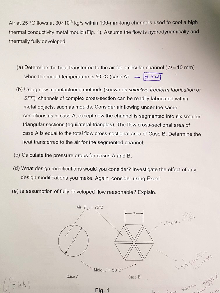 SOLVED: Air at 25Â°C flows at 3.01 Ã— 10^-6 kg/s within 100-mm-long ...