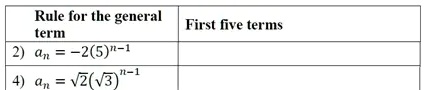 rule for the general term an 25 1 7v23 first five terms 59355