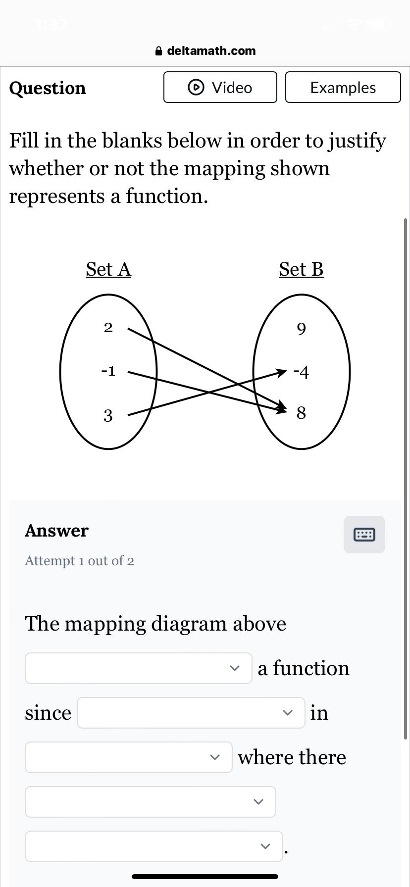 SOLVED: Question Video Examples Fill in the blanks below in order to ...