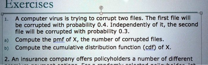 SOLVED: Exercises Computer Virus Is Trying To Corrupt Two Files. The ...