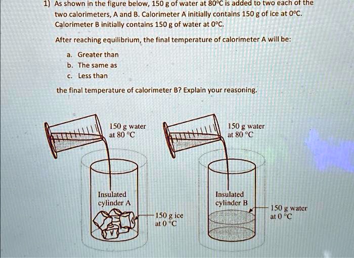 SOLVED: As shown in the figure below, 150g of water at 80Â°C is added ...