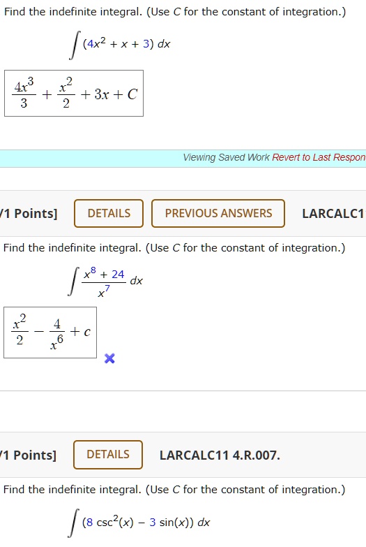 Find the store integral