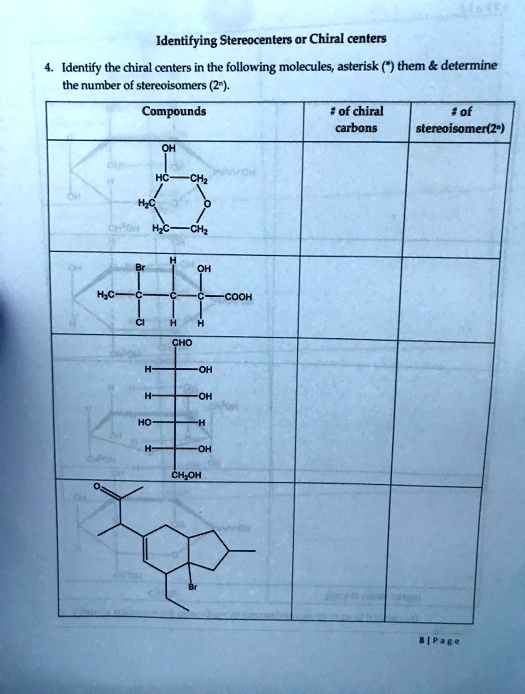 SOLVED: Identifying Stereocenters or Chiral Centers Identify the chiral ...