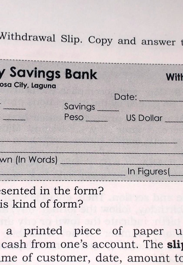 What Is A Bank Withdrawal Slip