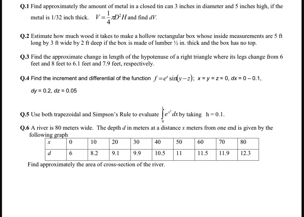 SOLVED Q.1 Find approximately the amount of metal in a closed tin