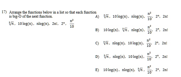 SOLVED: Text: Show explanation detail Arrange the functions below in a ...