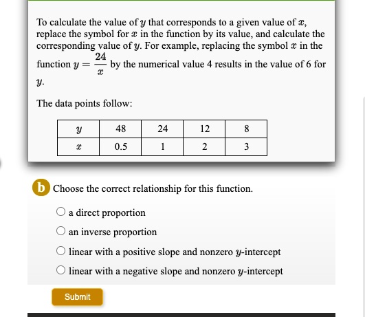 SOLVED To Calculate The Value Of Y That Corresponds To Given Value Of 