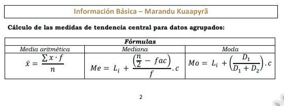 SOLVED: Cálculo de las medidas de tendencia central para datos ...