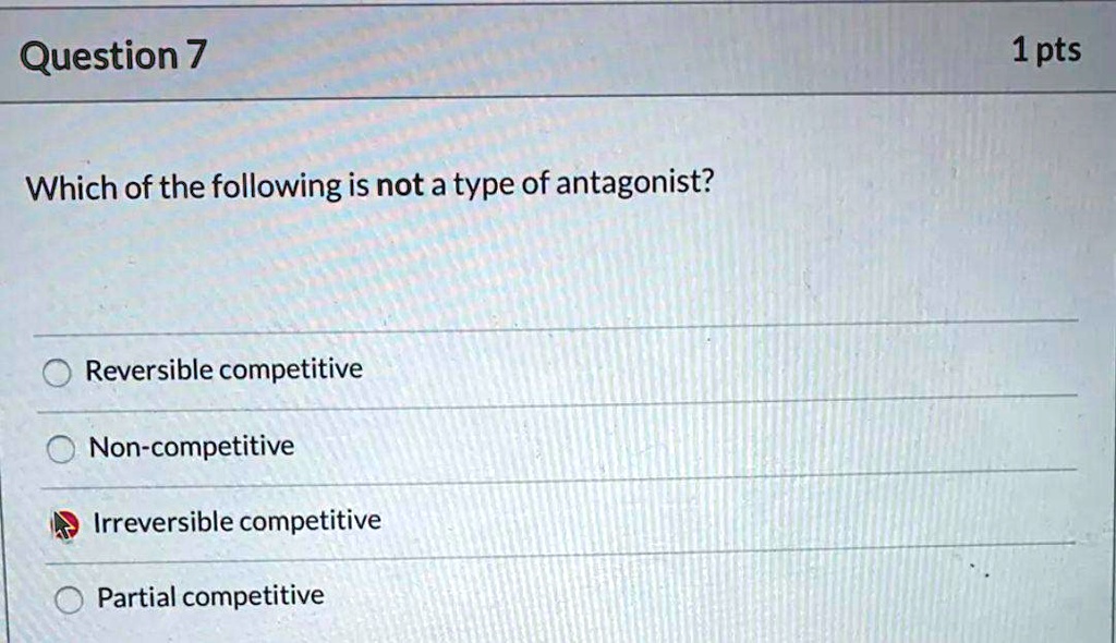 Which Of The Following Is Classified As An Antagonist SOLVED: Question 7 1 pt Which of the following is not a type of