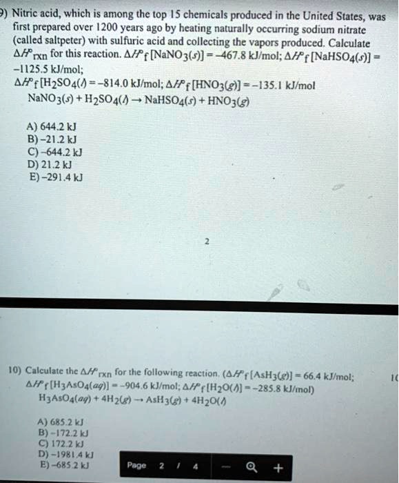 SOLVED)) Nitric acid, which is among the top [S chemicals produced in