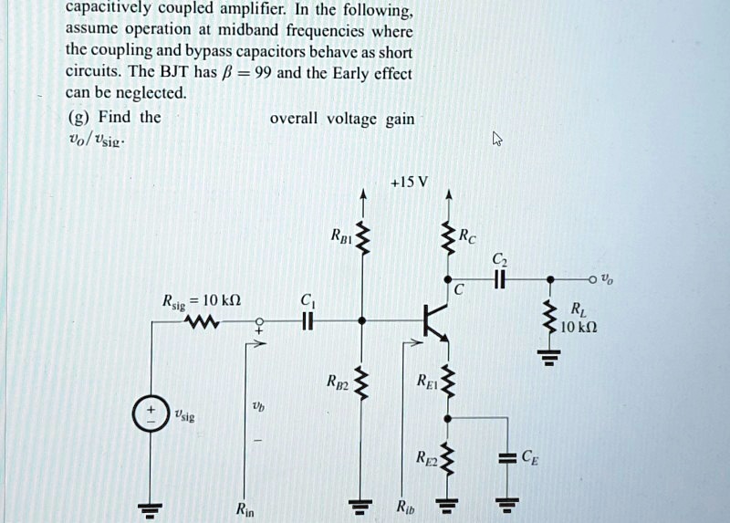 SOLVED Capacitively coupled amplifier. In the following, assume