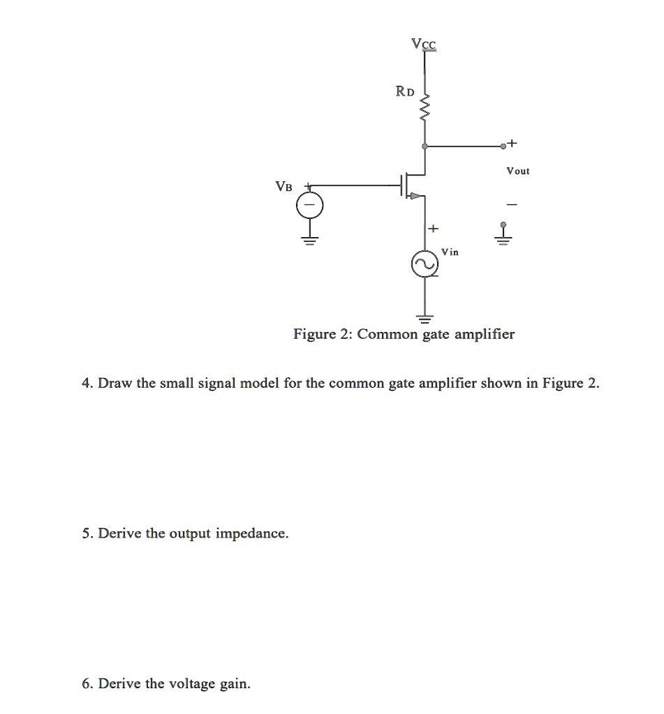 Vcc RD Vout VB 1 Vin Figure 2: Common gate amplifier 4. Draw the small ...