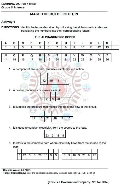 SOLVED Science seatwork pasagot asap LEARNING ACTIVITY SHEET Grade
