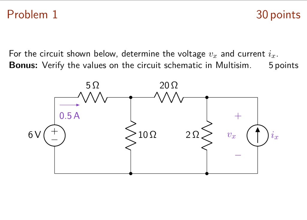 SOLVED: For The Circuit Shown Below, Determine The Voltage Vx And ...