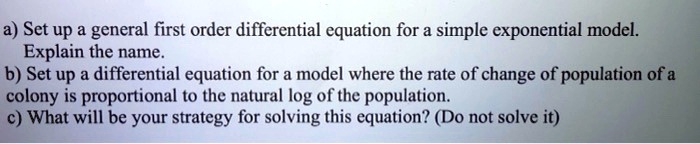 a set up a general first order differential equation for a simple ...