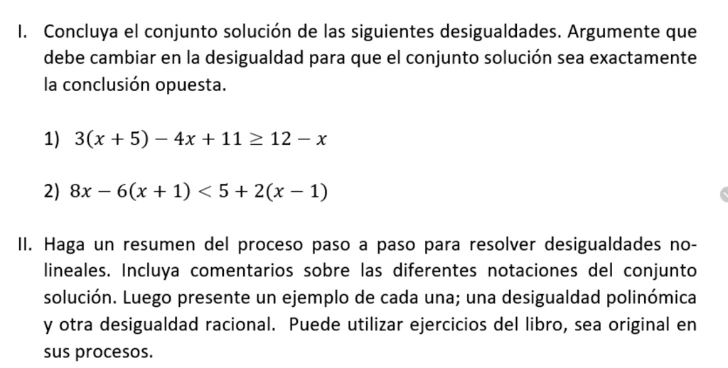 SOLVED: Concluya el conjunto soluciÃ³n de las siguientes desigualdades