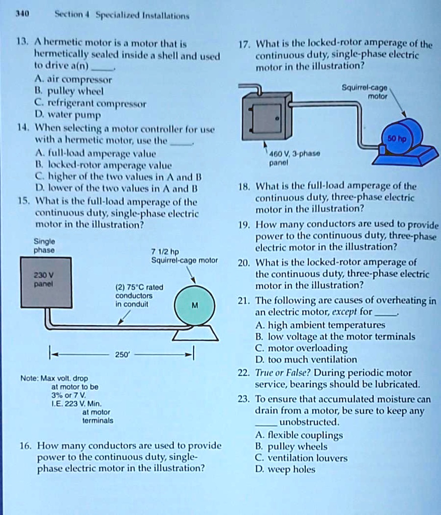 SOLVED Section 4 Specialized Installations 13 A Hermetic Motor Is A solved-section-4-specialized-installations-13-a-hermetic-motor-is-a