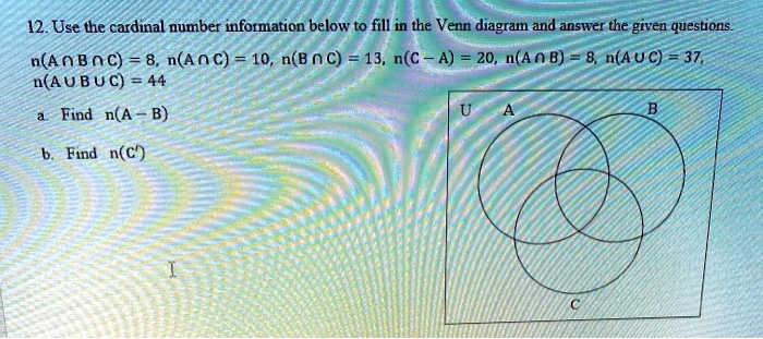 SOLVED: Use the cardinal number information below to fill in the Venn ...
