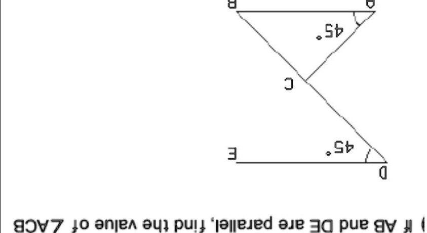 If AB and DE are parallel, find the value of ∠ACB