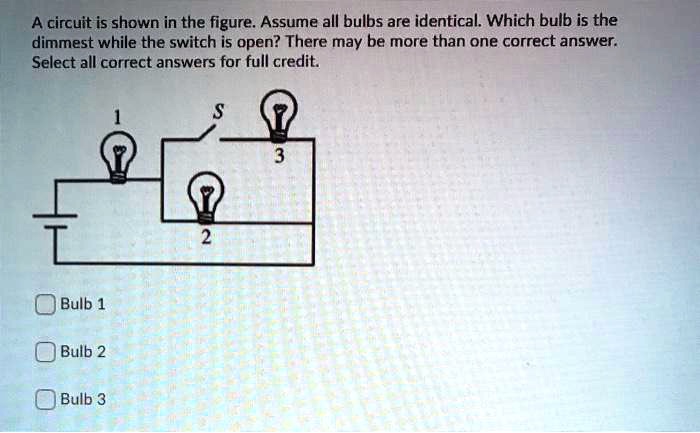 A circuit is shown in the figure. Assume all bulbs are identical. Which ...
