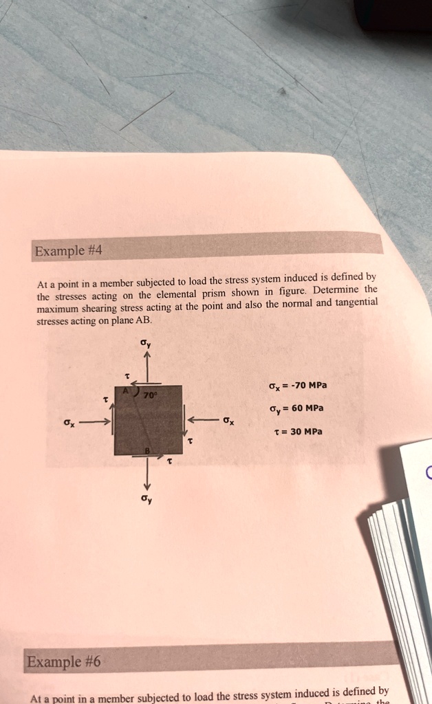 example 4 at a point in a member subjected to load the stress system induced is defined by the stresses acting on the elemental prism shown in figure determine the maximum shearing stress ac 07792