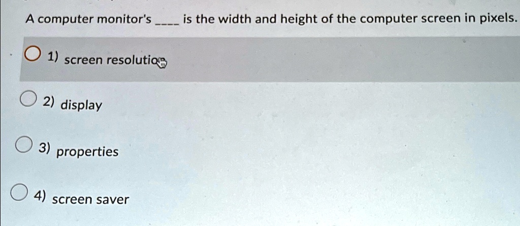 A computer monitor's resolution is the width and height of the computer ...