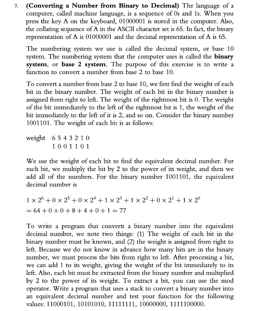 SOLVED: MAKE methods for 1) Decimal to Binary and 2) Binary to Decimal