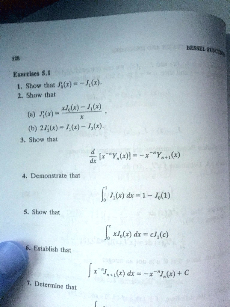 Solved Bessel Vcr Exercises 5 1 1 Show That J R J X 2 Show That Xjokx S X 0 K X B 276x H X Js X Show That 4 X Y X X Yn I X