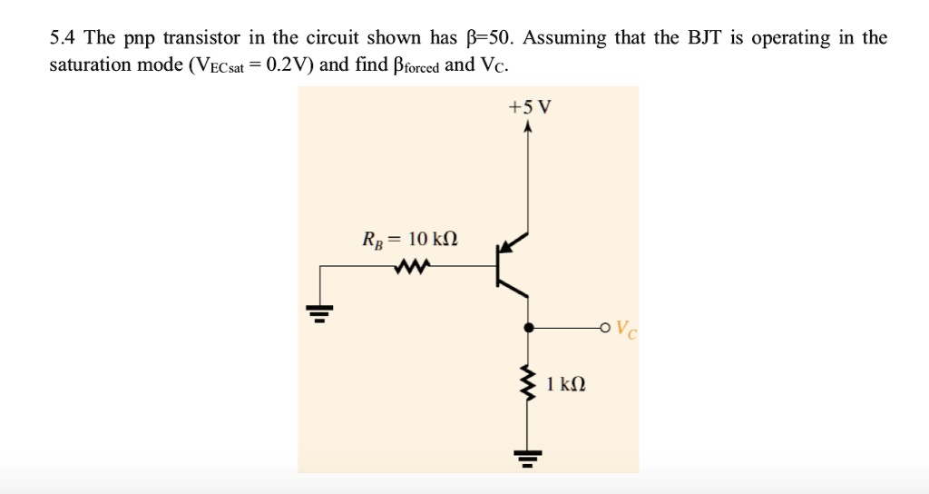 SOLVED 5.4 The pnp transistor in the circuit shown has Î² = 50