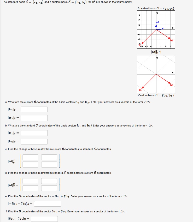 SOLVEDThe standard basis = {er, * ez } and custom basis B = {b1, bz