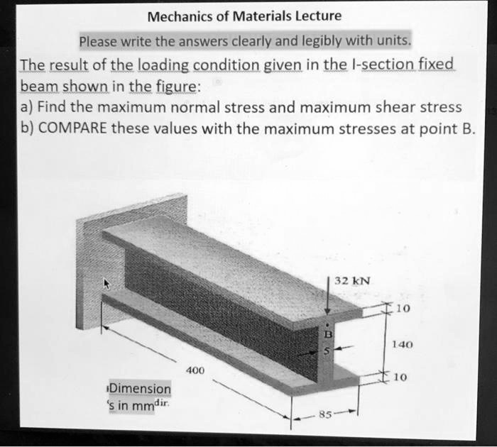 Mechanics of Materials Lecture Please write the answers clearly and ...